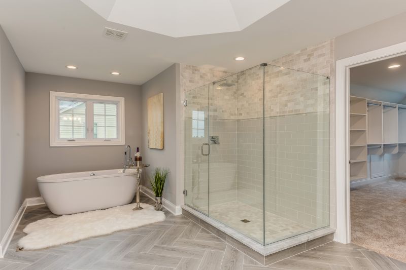 Contemporary bathroom with glass shower enclosure